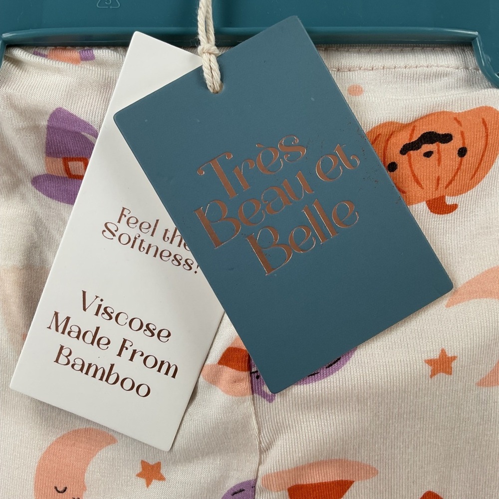 Tres Beau et Belle Kids Bamboo Pajama Set Pink Little Ghoul Gang Halloween 2T - Picture 6 of 6